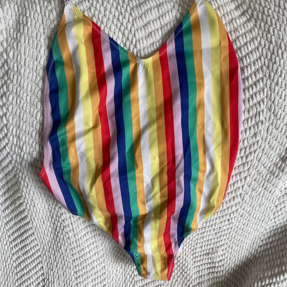 Kendall & Kylie Stripped Rainbow One Piece Bathing Suit